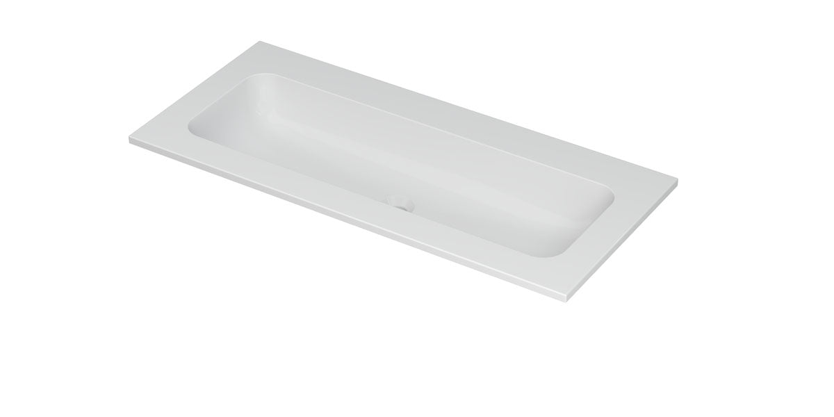 Ink Aspekt meubelwastafel 100x45cm keramiek - midden - zonder kraangat - mat wit