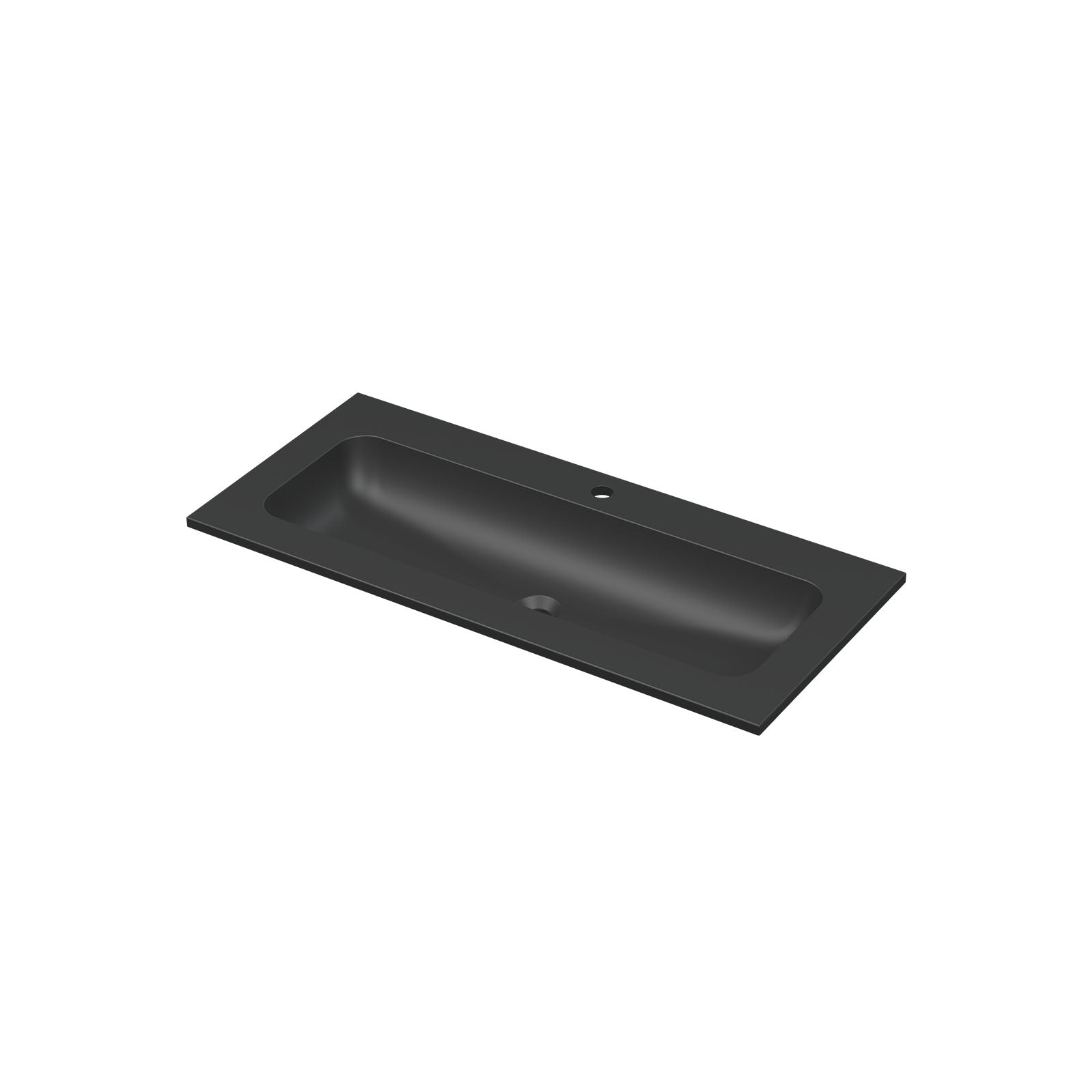Ink Aspekt meubelwastafel 100x45cm keramiek - midden - 1 kraangat - mat zwart