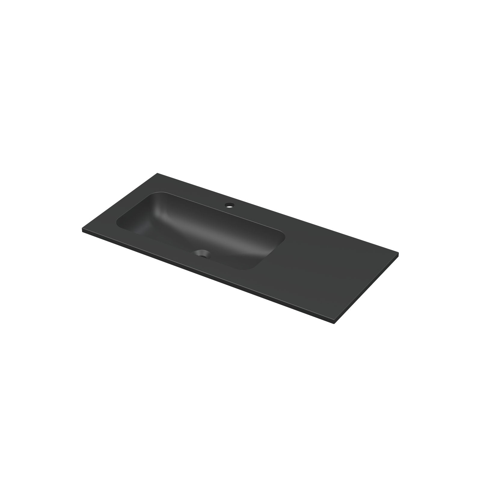 Ink Aspekt meubelwastafel 100x45cm keramiek - links - 1 kraangat - mat zwart