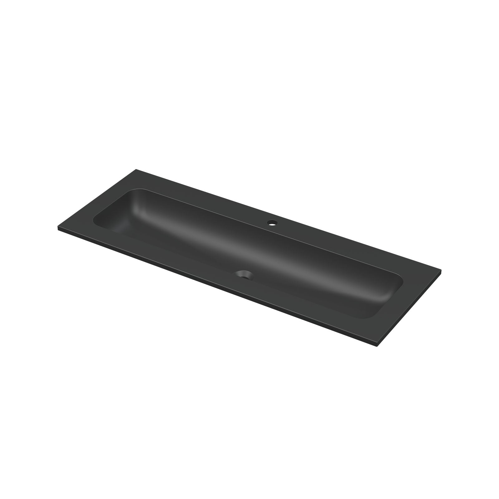 Ink Aspekt meubelwastafel 120x45cm keramiek - midden - 1 kraangat - mat zwart