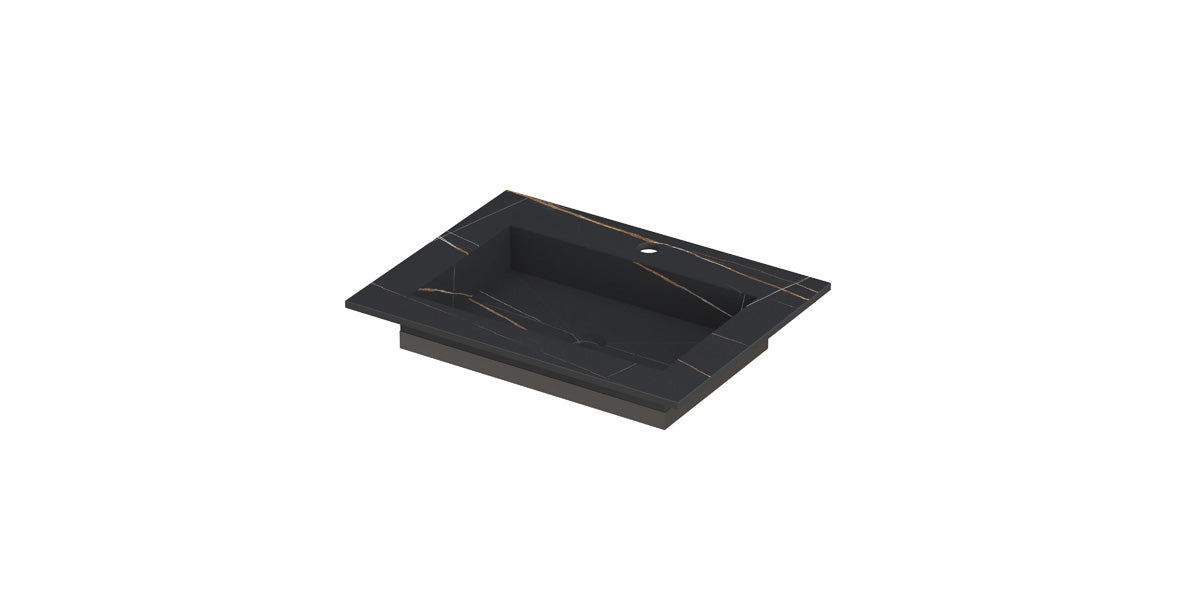 Ink Post meubelwastafel 60x45cm keramische slab - 1 kraangat - lauren black mat
