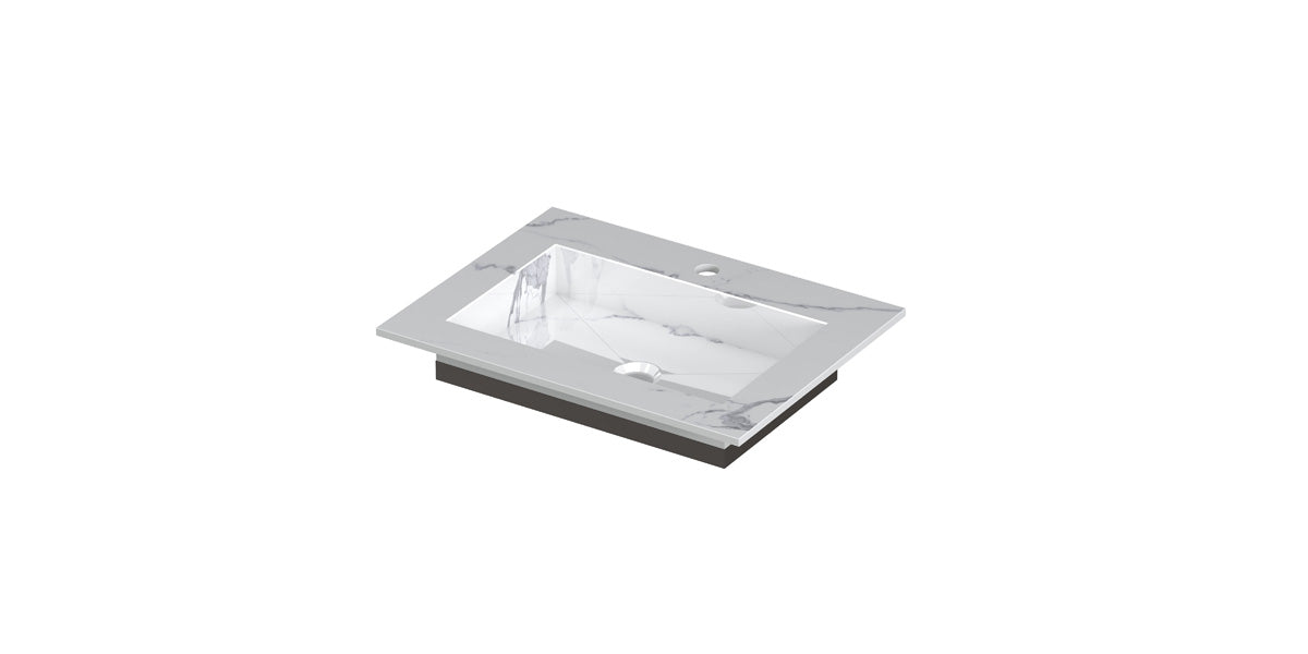 Ink Post meubelwastafel 60x45cm keramische slab - 1 kraangat - statuario glans