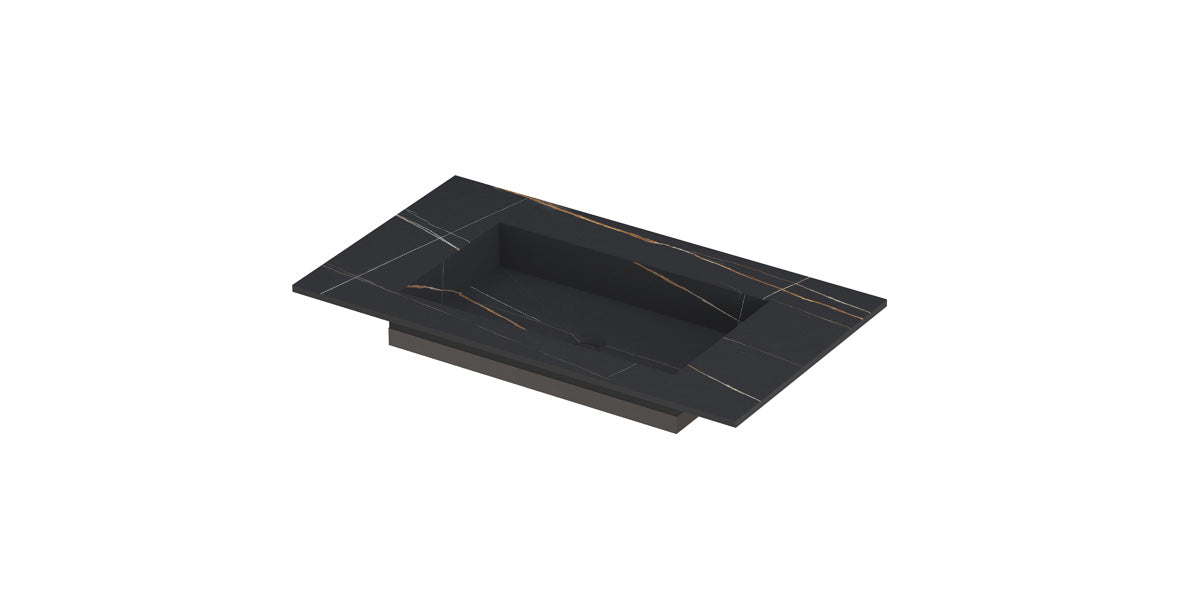 Ink Post meubelwastafel 80x45cm keramische slab - zonder kraangat - lauren black mat