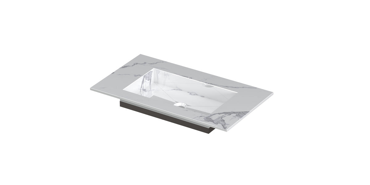 Ink Post meubelwastafel 80x45cm keramische slab - zonder kraangat - statuario glans