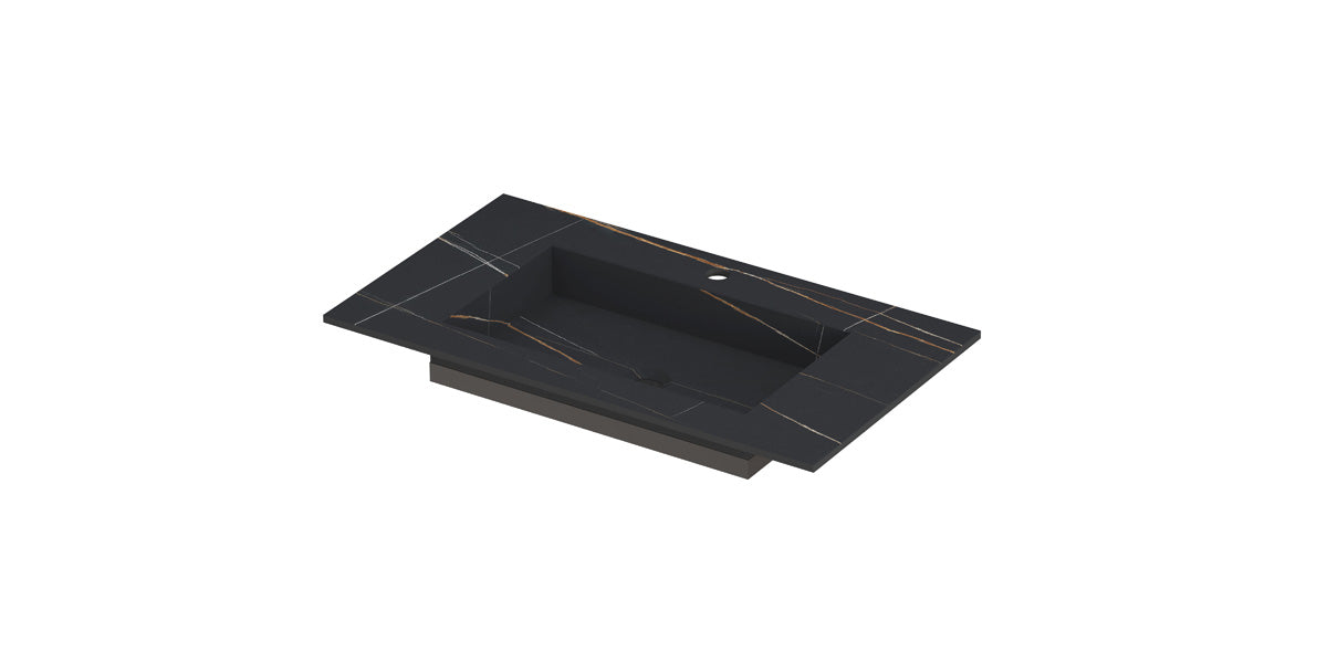 Ink Post meubelwastafel 80x45cm keramische slab - 1 kraangat - lauren black mat