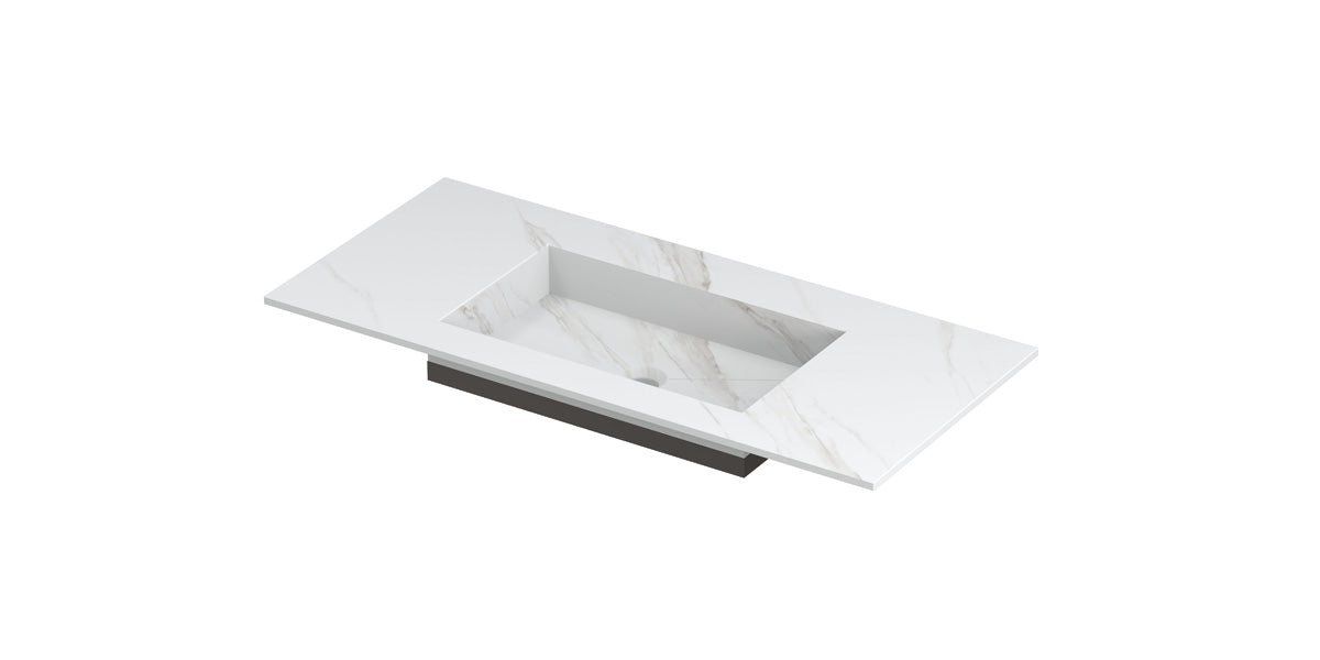 Ink Post meubelwastafel 100x45cm keramische slab - midden - zonder kraangat - calacatta mat