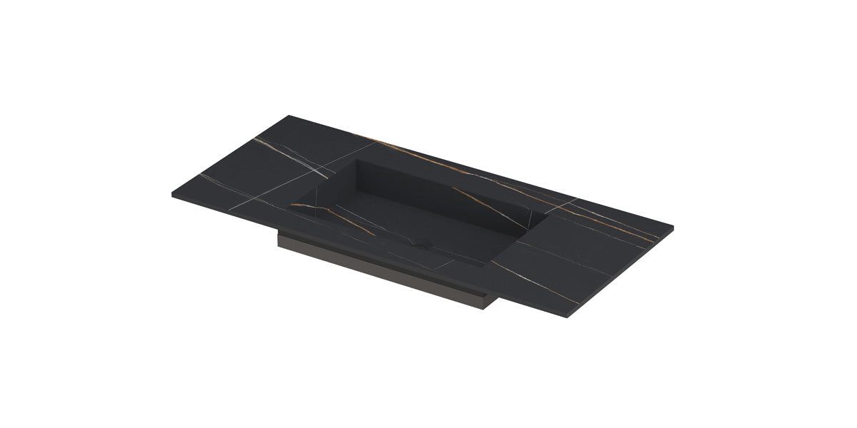 Ink Post meubelwastafel 100x45cm keramische slab - midden - zonder kraangat - lauren black mat