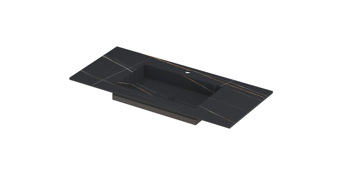 Ink Post meubelwastafel 100x45cm keramische slab - midden - 1 kraangat - lauren black mat