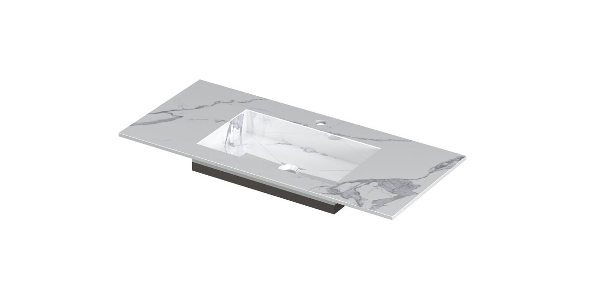 Ink Post meubelwastafel 100x45cm keramische slab - midden - 1 kraangat - statuario glans
