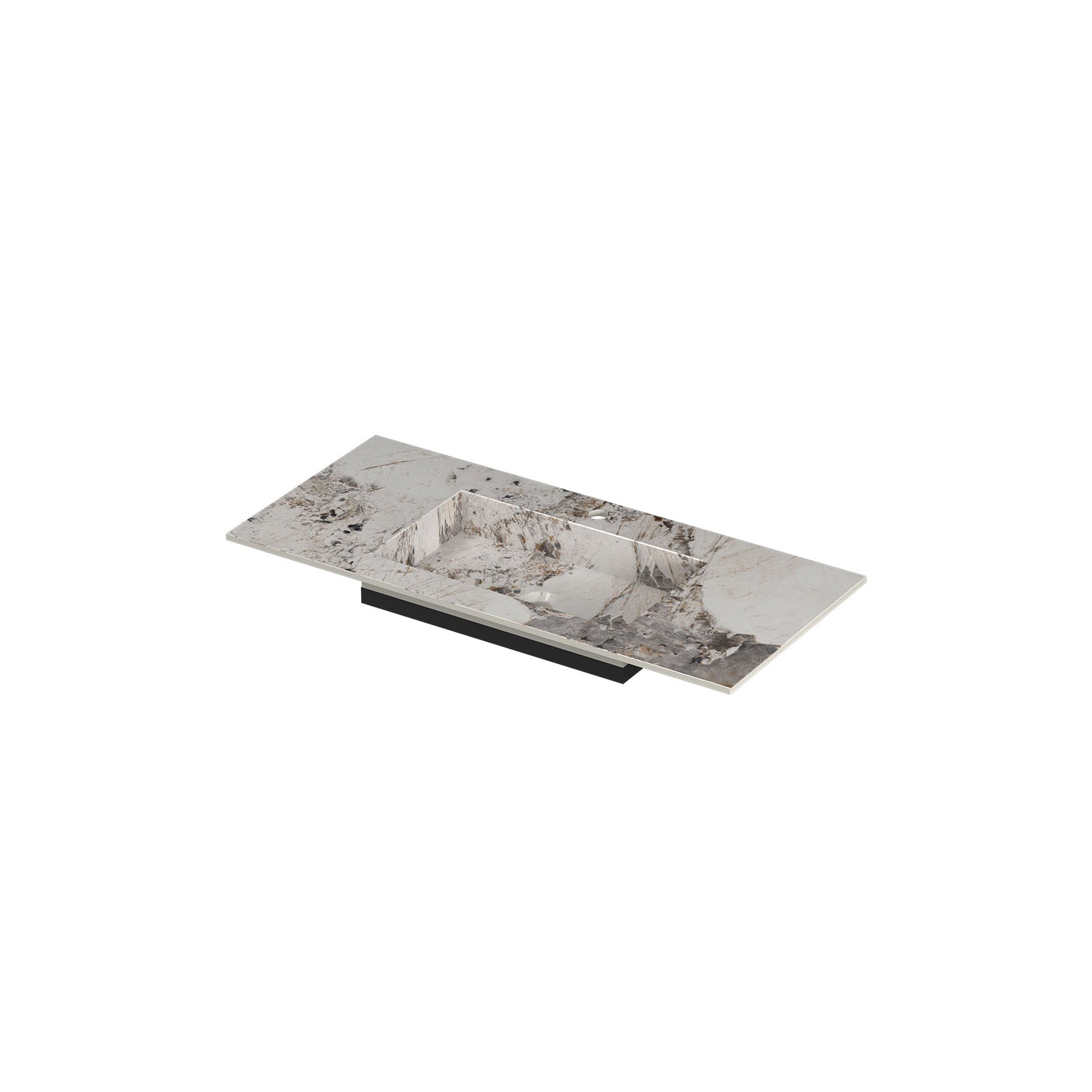 Ink Post meubelwastafel 100x45cm keramische slab - midden - 1 kraangat - Island Glossy