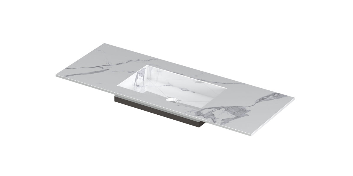 Ink Post meubelwastafel 120x45cm keramische slab - midden - zonder kraangat - statuario glans