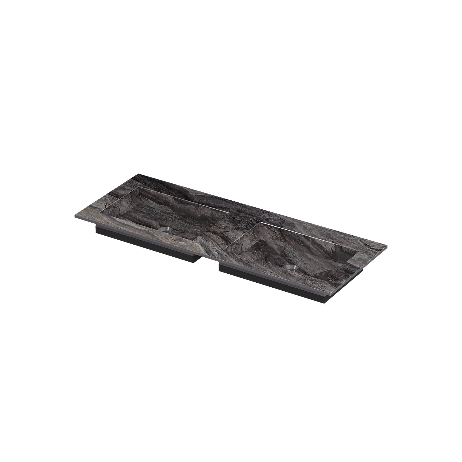 Ink Post meubelwastafel 120x45cm keramische slab - dubbel - zonder kraangaten - Venice Brown Glossy