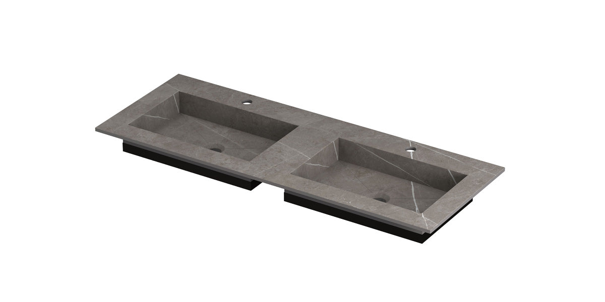 Ink Post meubelwastafel 120x45cm keramische slab - dubbel - 2 kraangaten - armani grey mat
