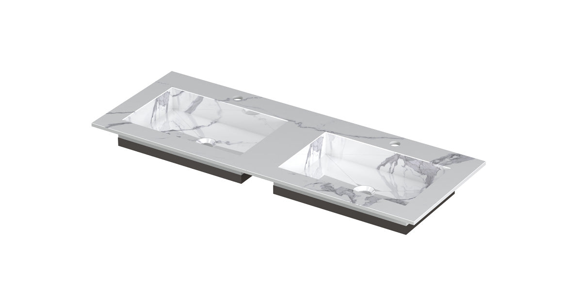 Ink Post meubelwastafel 120x45cm keramische slab - dubbel - 2 kraangaten - statuario glans