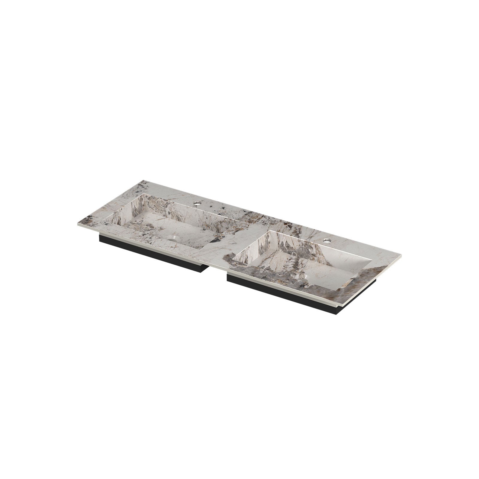 Ink Post meubelwastafel 120x45cm keramische slab - dubbel - 2 kraangaten - Island Glossy