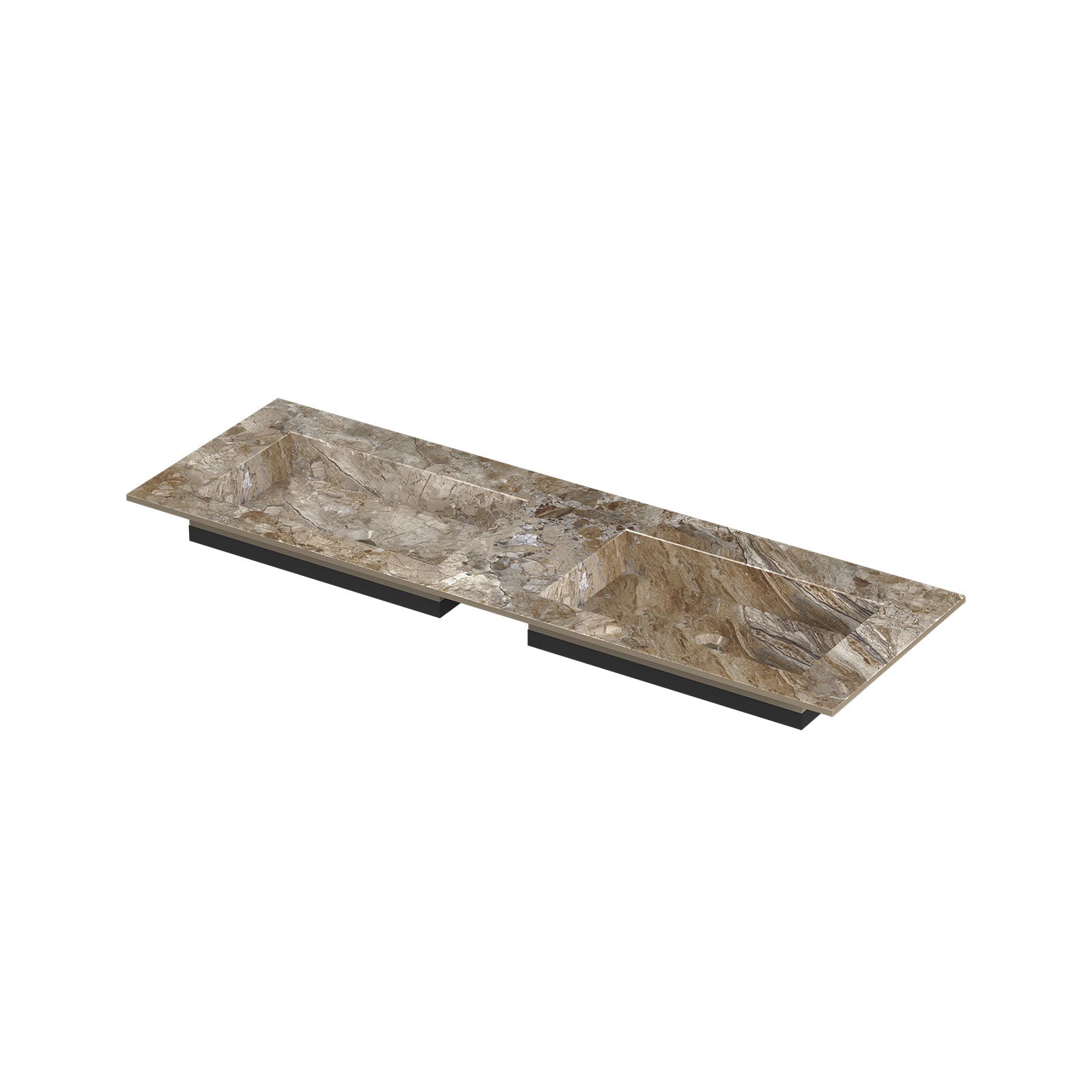 Ink Post meubelwastafel 140x45cm keramische slab - dubbel - zonder kraangaten - Earth Glossy