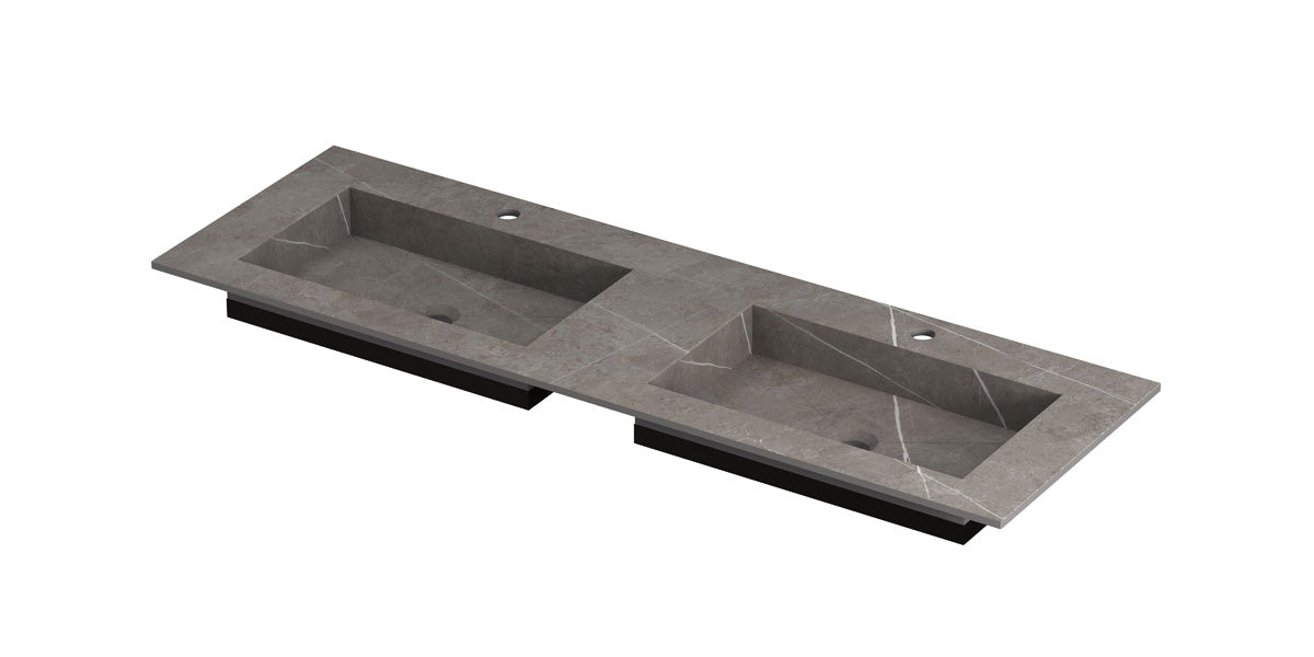 Ink Post meubelwastafel 140x45cm keramische slab - dubbel - 2 kraangaten - armani grey mat