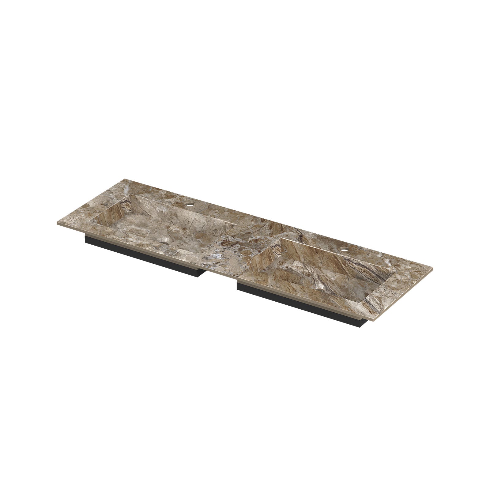 Ink Post meubelwastafel 140x45cm keramische slab - dubbel - 2 kraangaten - Earth Glossy
