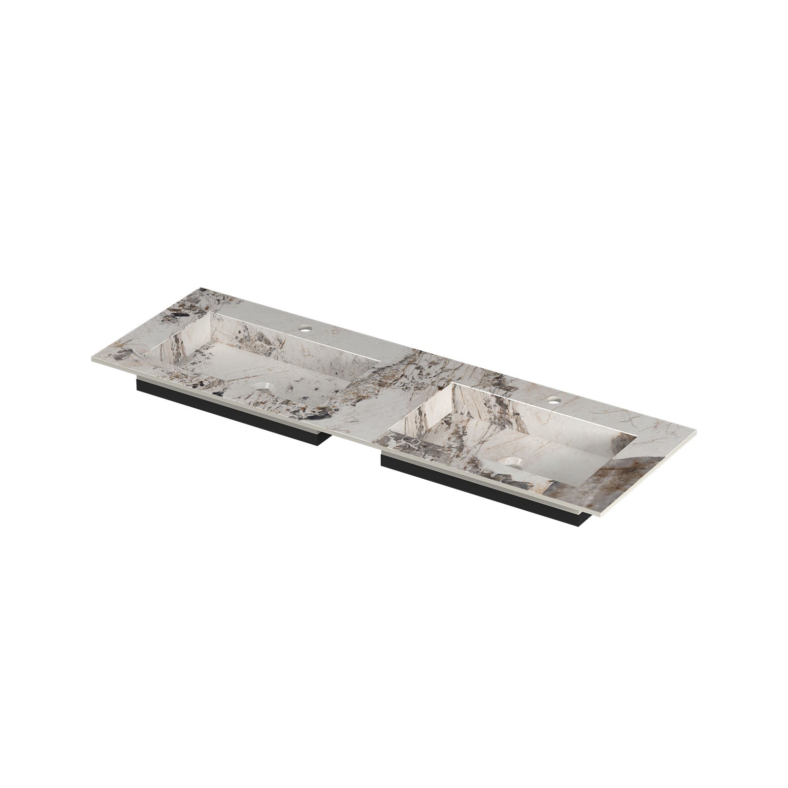 Ink Post meubelwastafel 140x45cm keramische slab - dubbel - 2 kraangaten - Island Glossy