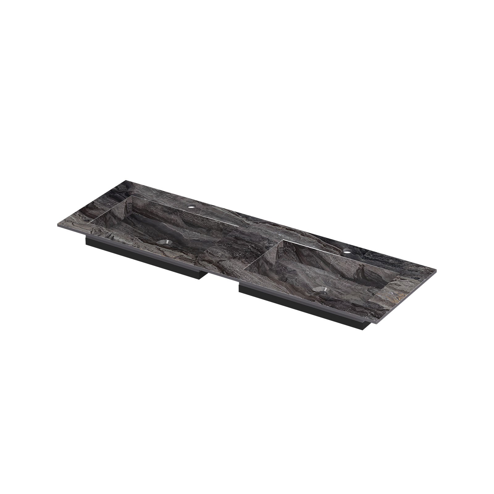 Ink Post meubelwastafel 140x45cm keramische slab - dubbel - 2 kraangaten - Venice Brown Glossy