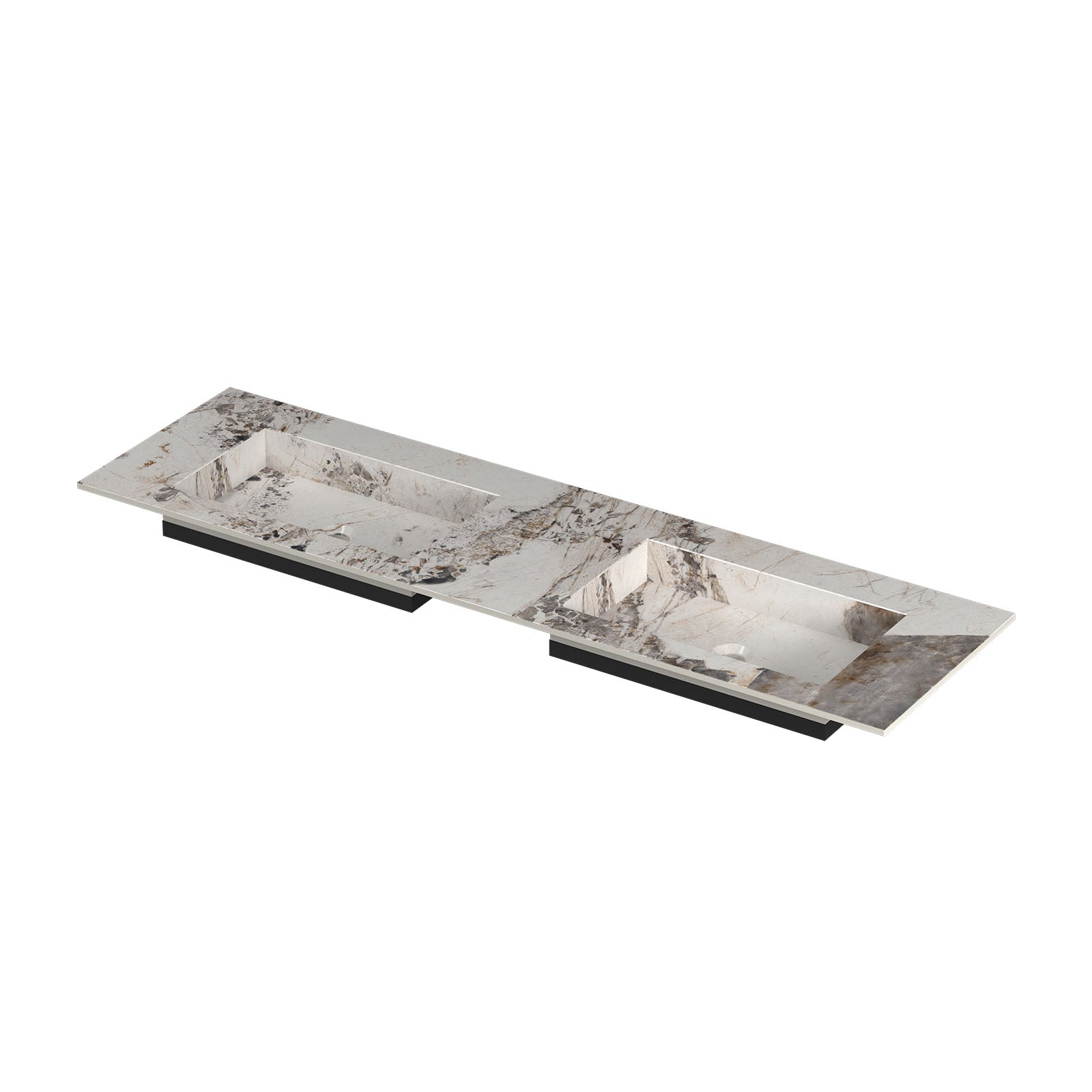Ink Post meubelwastafel 160x45cm keramische slab - dubbel - zonder kraangaten - Island Glossy