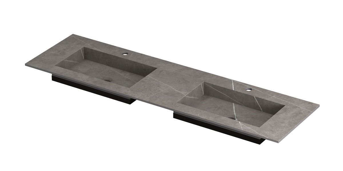 Ink Post meubelwastafel 160x45cm keramische slab - dubbel - 2 kraangaten - armani grey mat