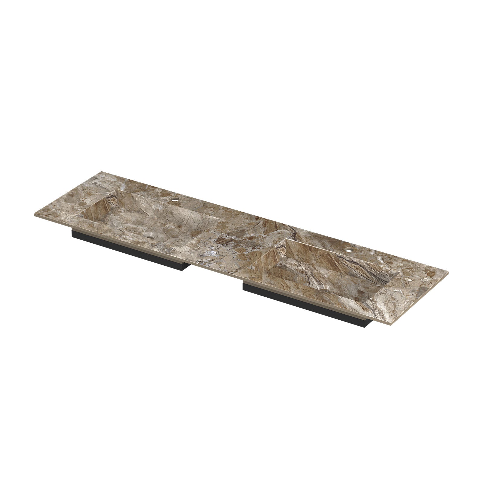 Ink Post meubelwastafel 160x45cm keramische slab - dubbel - 2 kraangaten - Earth Glossy