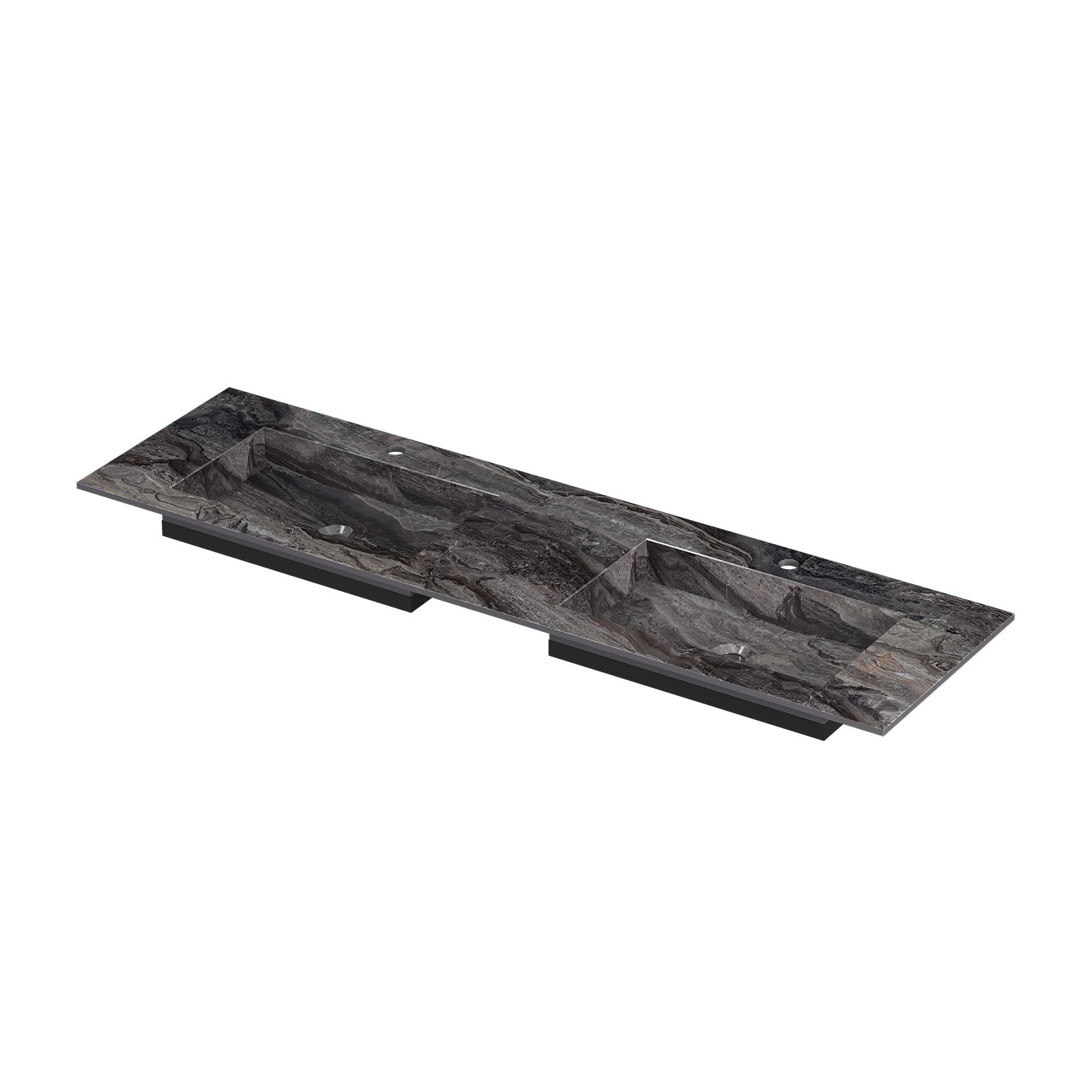 Ink Post meubelwastafel 160x45cm keramische slab - dubbel - 2 kraangaten - Venice Brown Glossy
