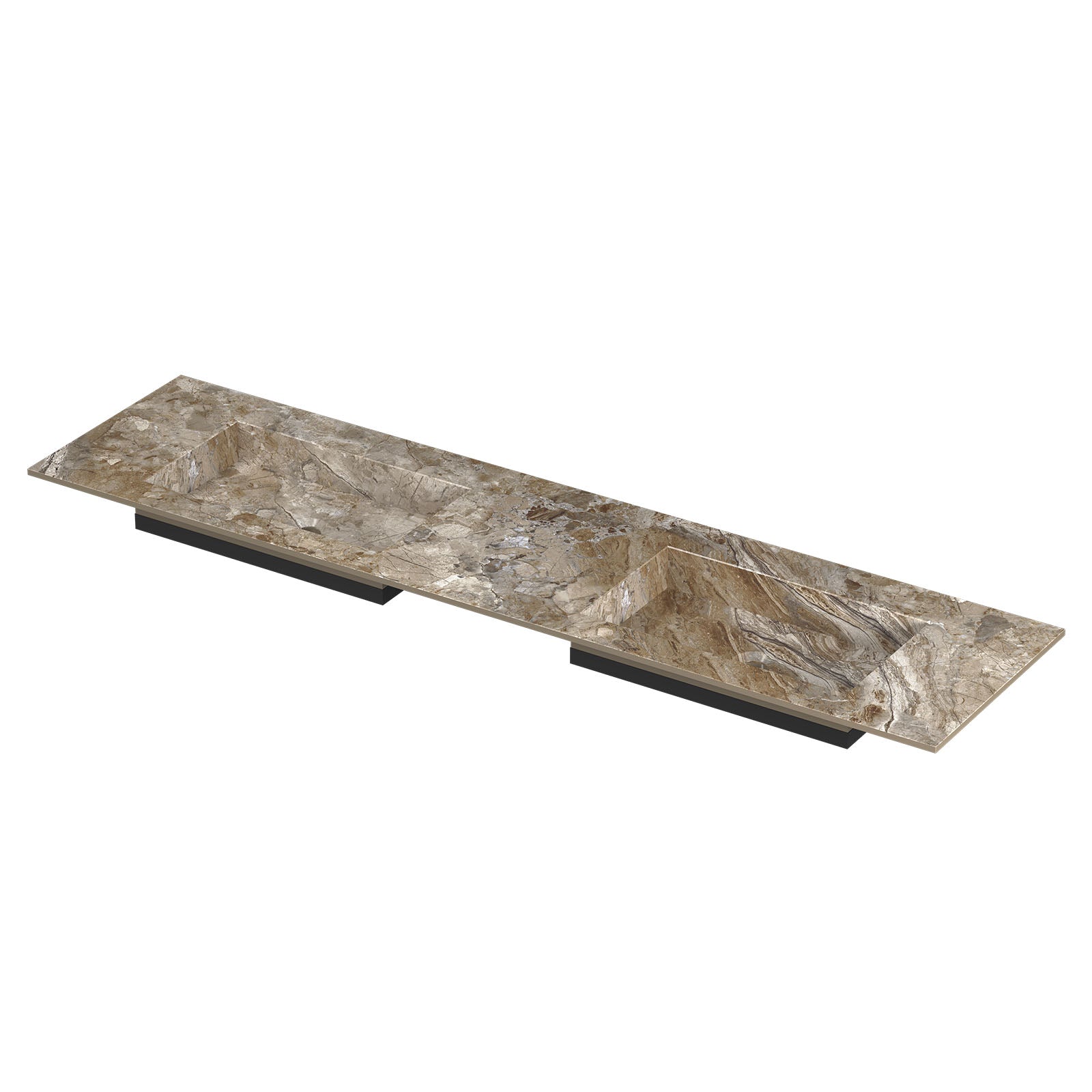 Ink Post meubelwastafel 180x45cm keramische slab - dubbel - zonder kraangaten - Earth Glossy