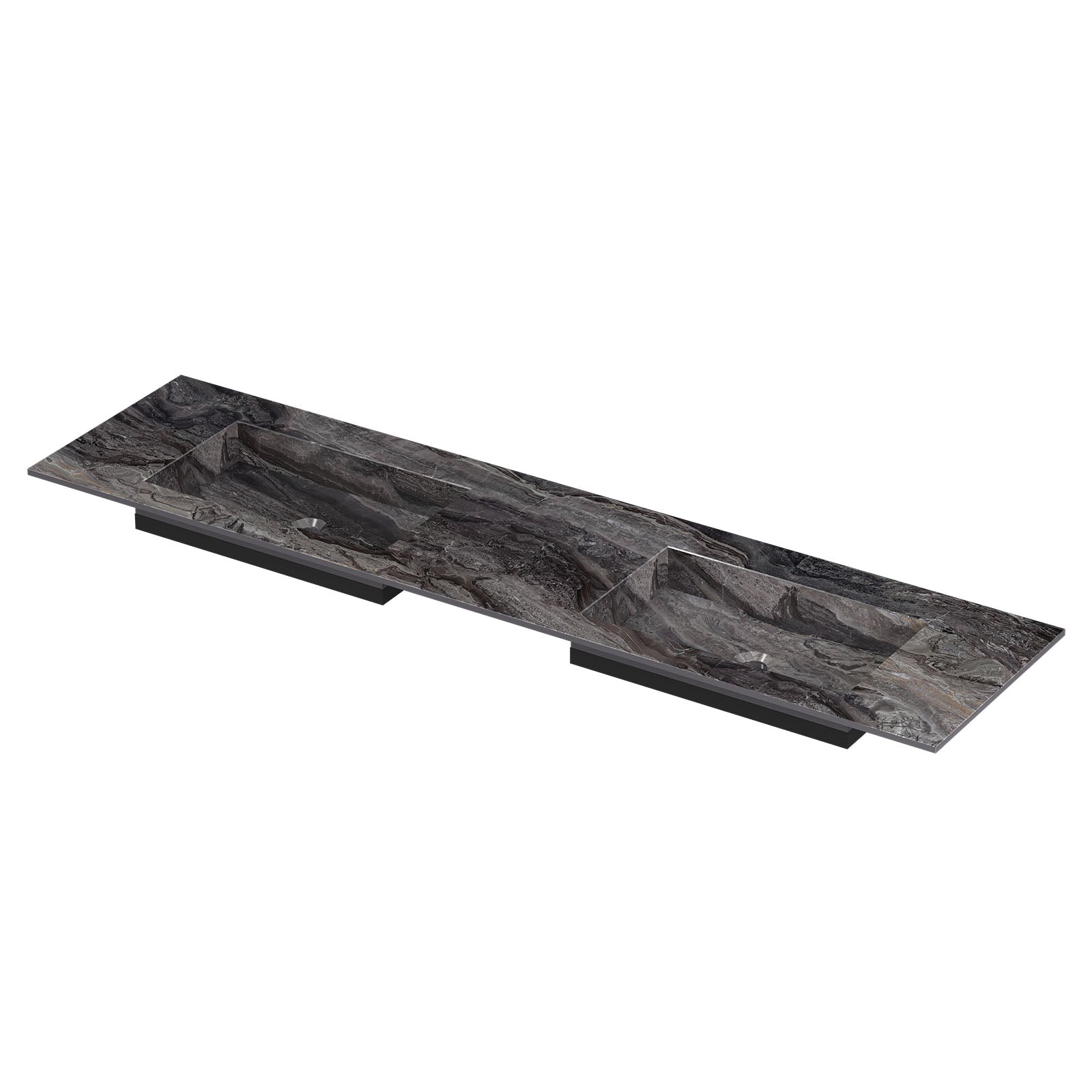 Ink Post meubelwastafel 180x45cm keramische slab - dubbel - zonder kraangaten - Venice Brown Glossy