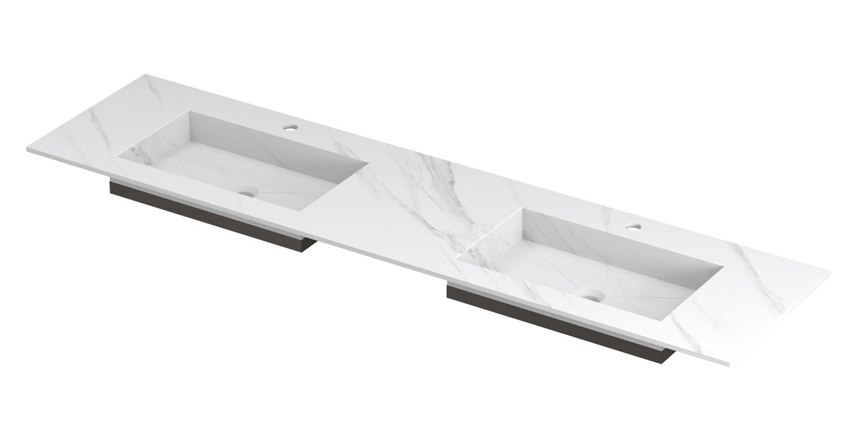 Ink Post meubelwastafel 180x45cm keramische slab - dubbel - 2 kraangaten - calacatta mat