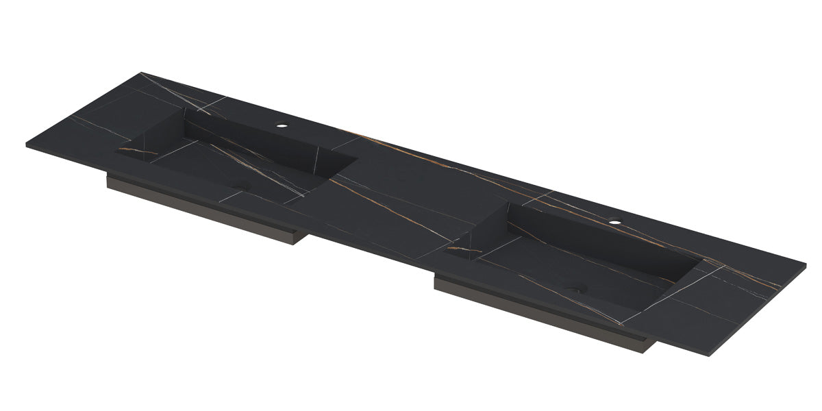 Ink Post meubelwastafel 180x45cm keramische slab - dubbel - 2 kraangaten - lauren black mat