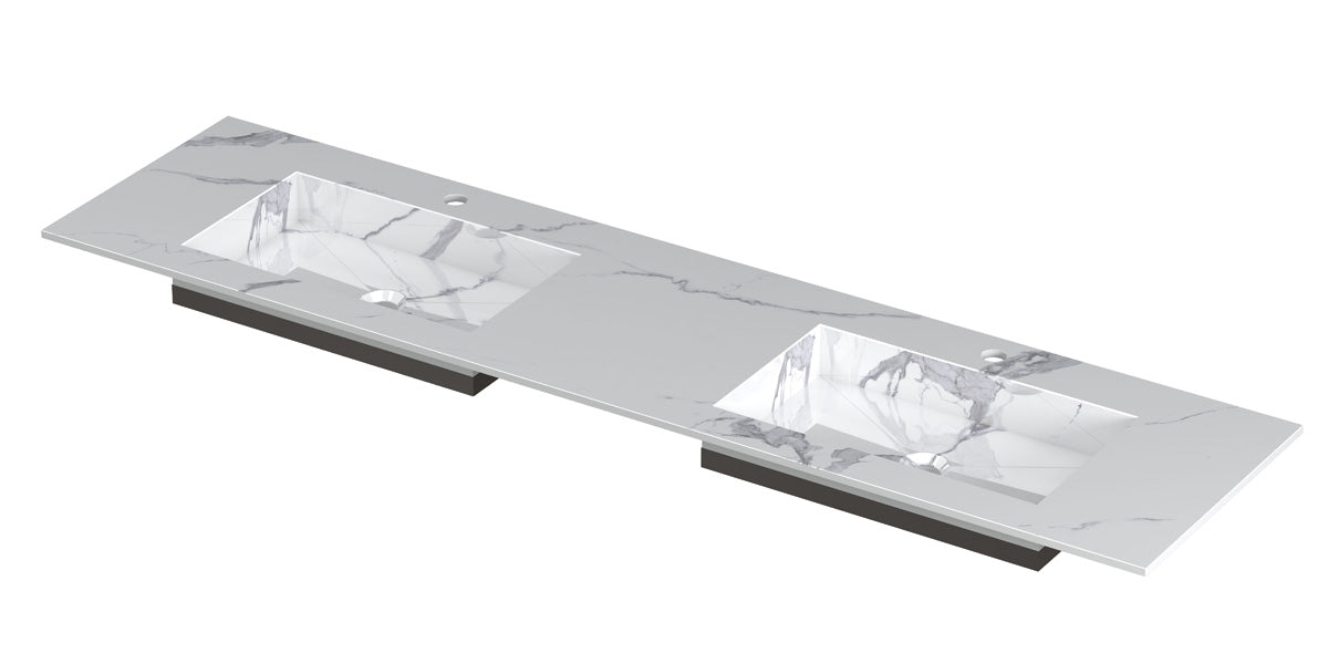 Ink Post meubelwastafel 180x45cm keramische slab - dubbel - 2 kraangaten - statuario glans