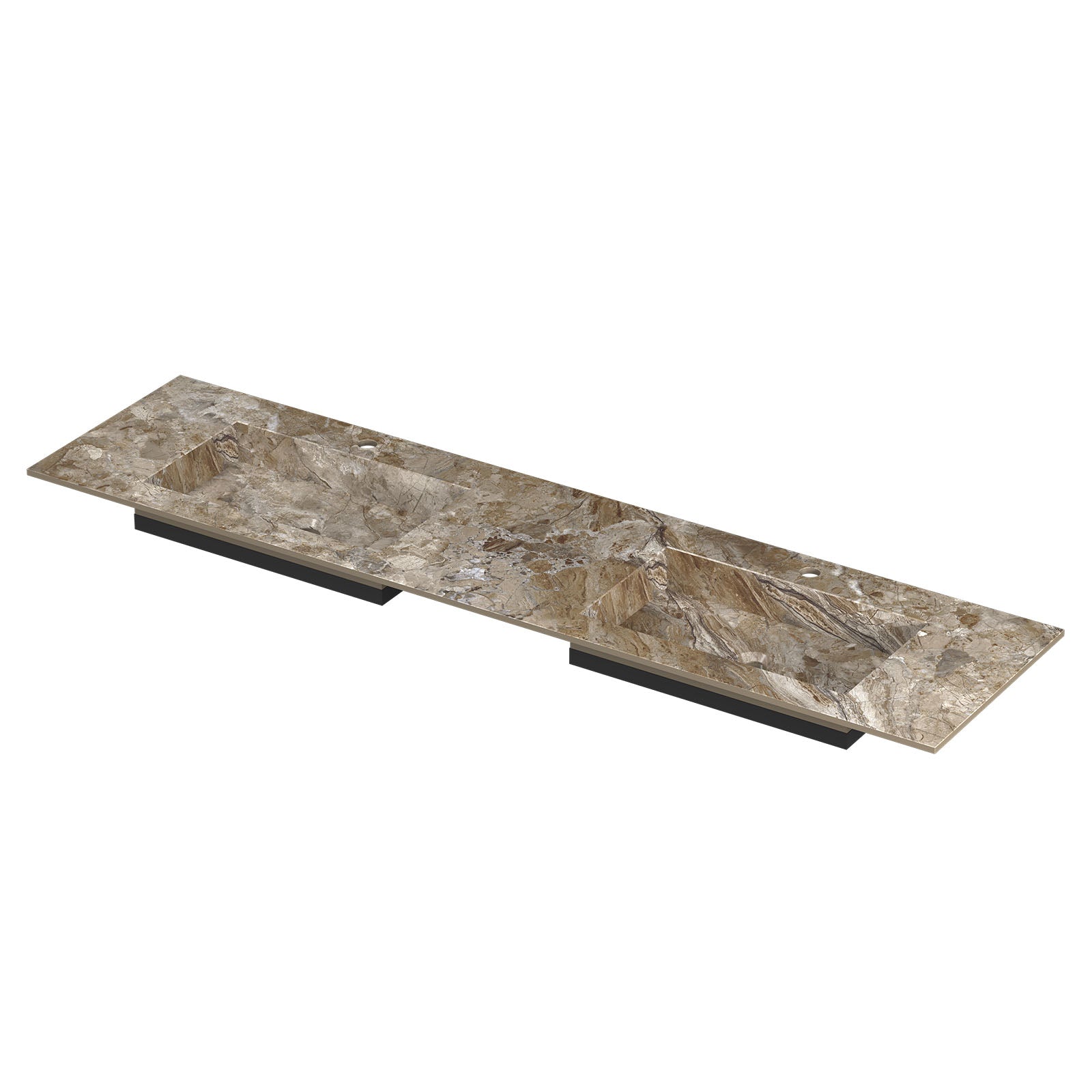 Ink Post meubelwastafel 180x45cm keramische slab - dubbel - 2 kraangaten - Earth Glossy