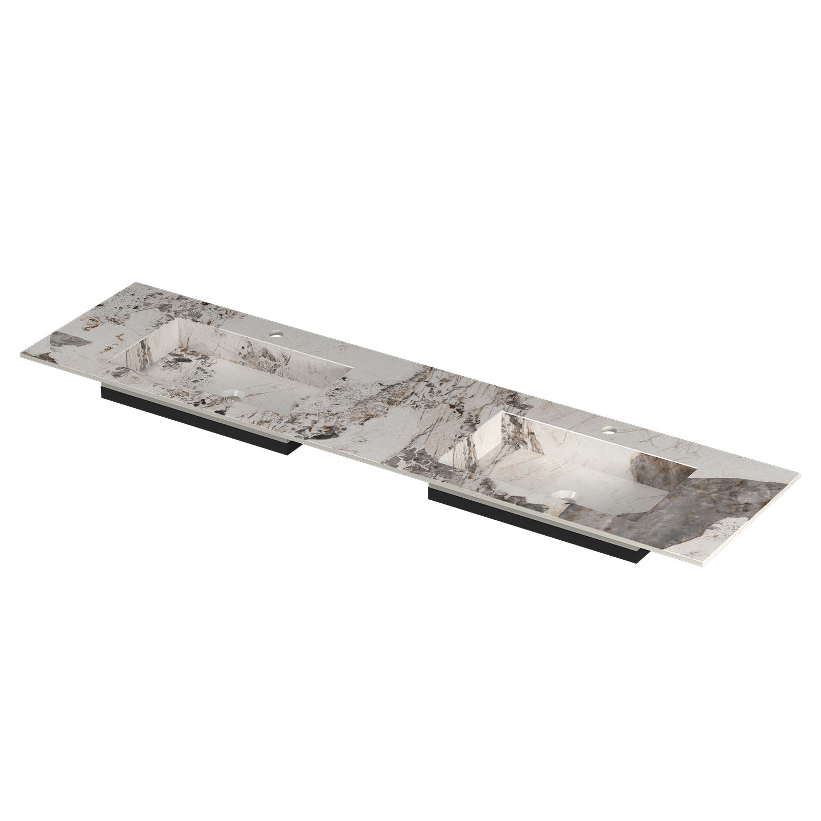 Ink Post meubelwastafel 180x45cm keramische slab - dubbel - 2 kraangaten - Island Glossy