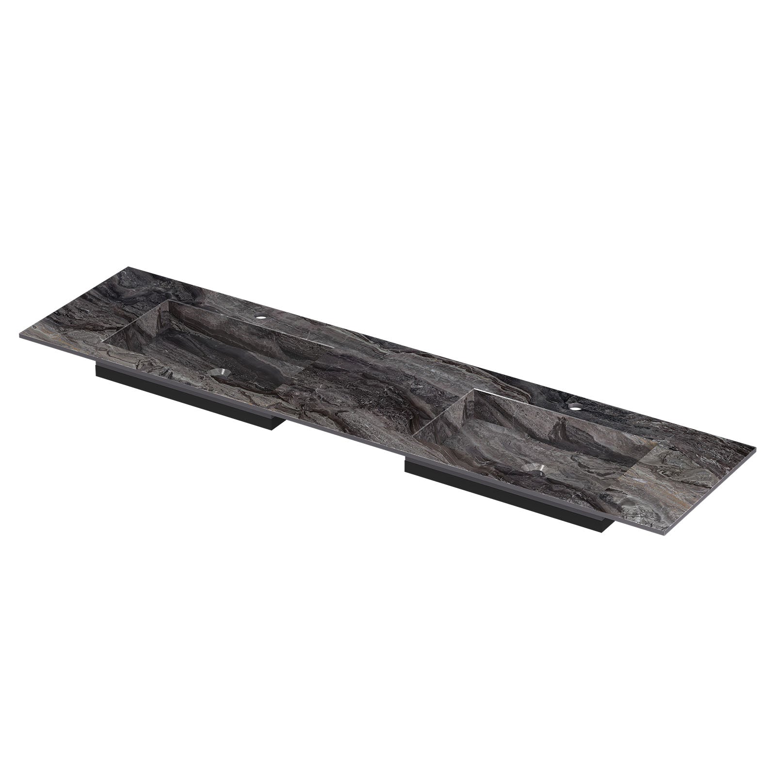 Ink Post meubelwastafel 180x45cm keramische slab - dubbel - 2 kraangaten - Venice Brown Glossy