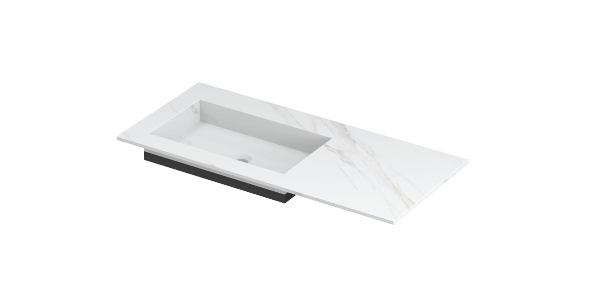Ink Post meubelwastafel 100x45cm keramische slab - links - zonder kraangat - calacatta mat