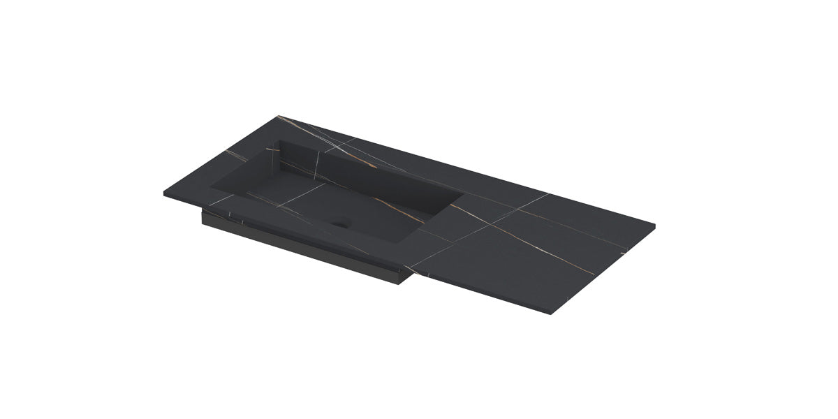 Ink Post meubelwastafel 100x45cm keramische slab - links - zonder kraangat - lauren black mat
