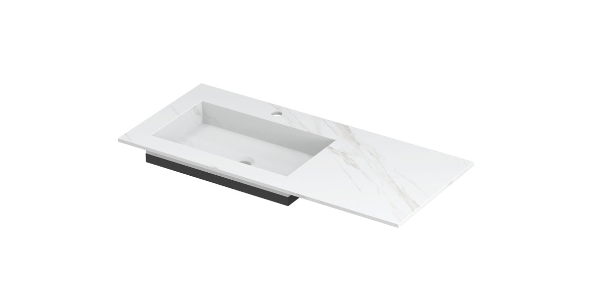 Ink Post meubelwastafel 100x45cm keramische slab - links - 1 kraangat - calacatta mat