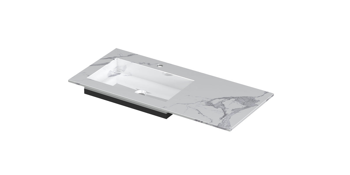 Ink Post meubelwastafel 100x45cm keramische slab - links - 1 kraangat - statuario glans
