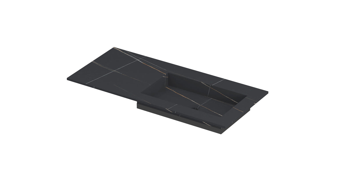 Ink Post meubelwastafel 100x45cm keramische slab - rechts - zonder kraangat - lauren black mat