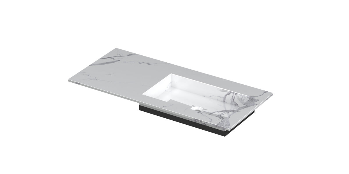 Ink Post meubelwastafel 100x45cm keramische slab - rechts - zonder kraangat - statuario glans