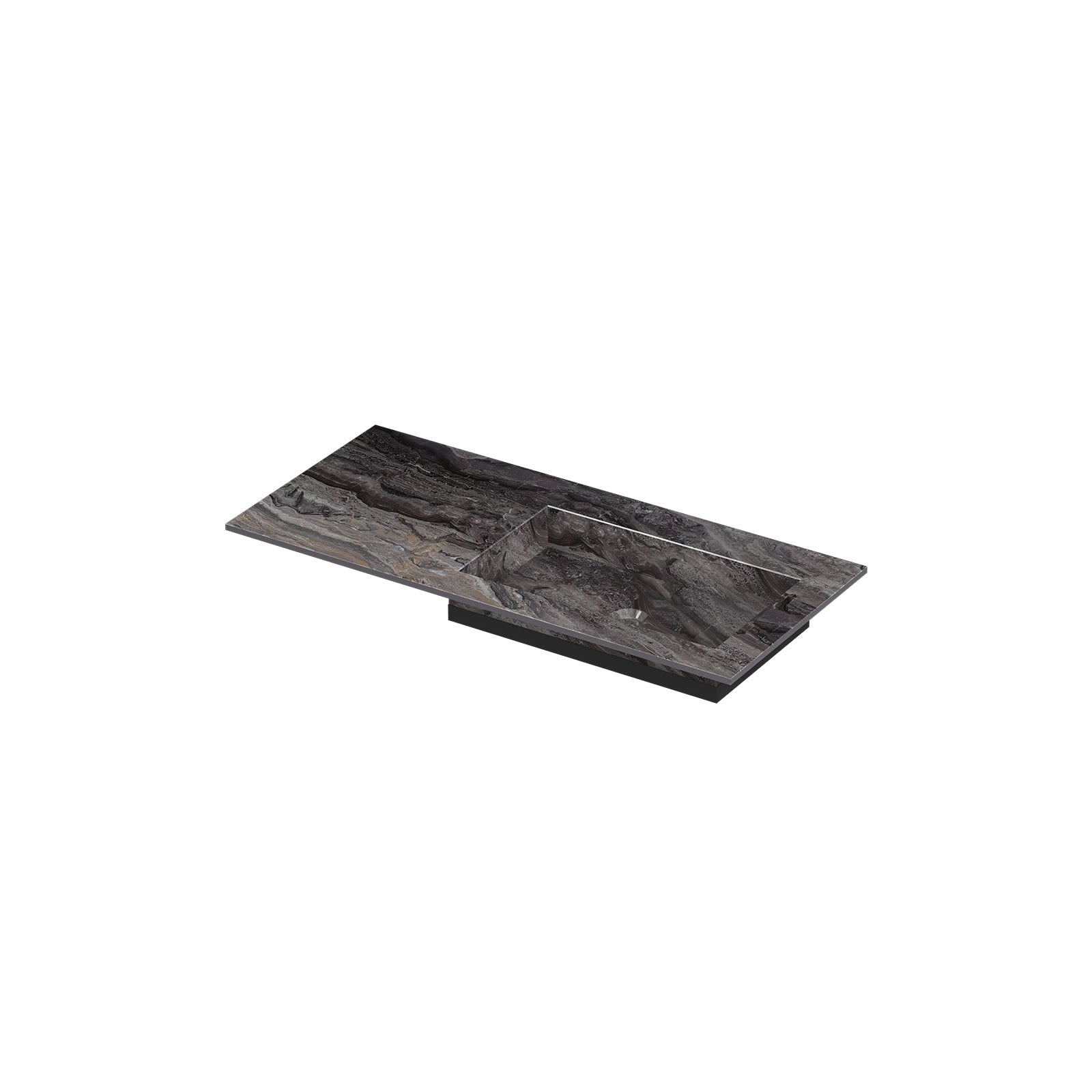 Ink Post meubelwastafel 100x45cm keramische slab - rechts - zonder kraangat - Venice Brown Glossy