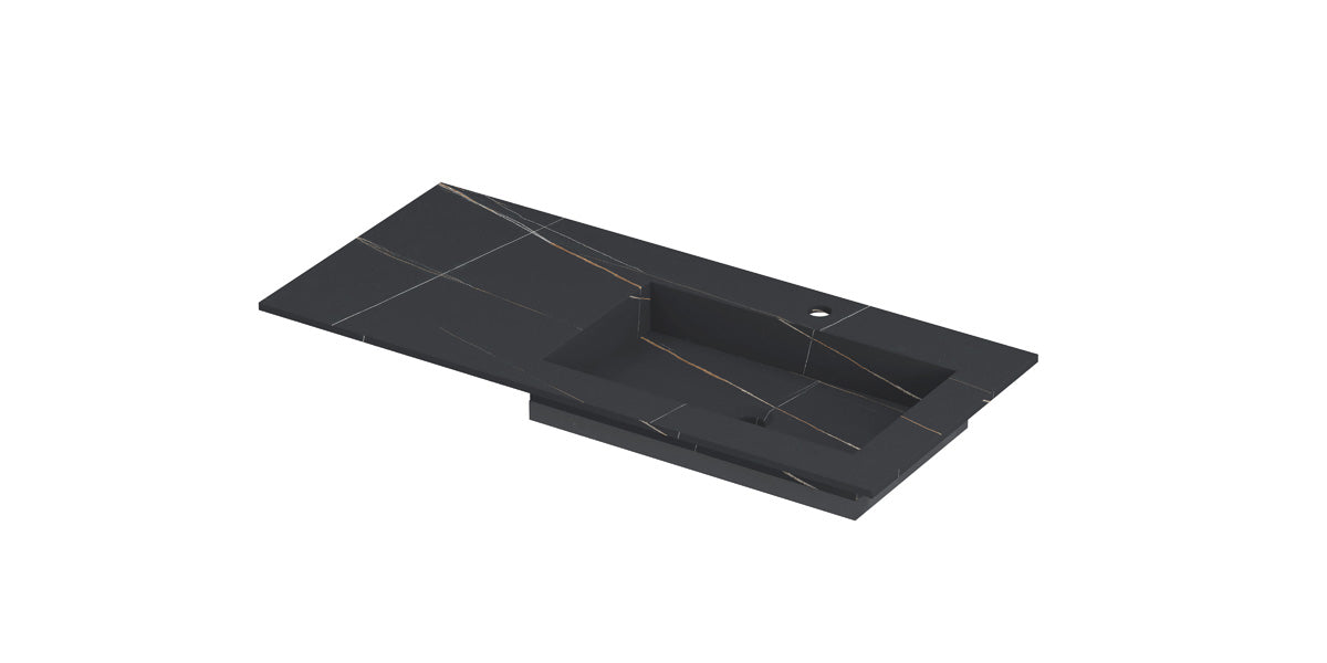 Ink Post meubelwastafel 100x45cm keramische slab - rechts - 1 kraangat - lauren black mat