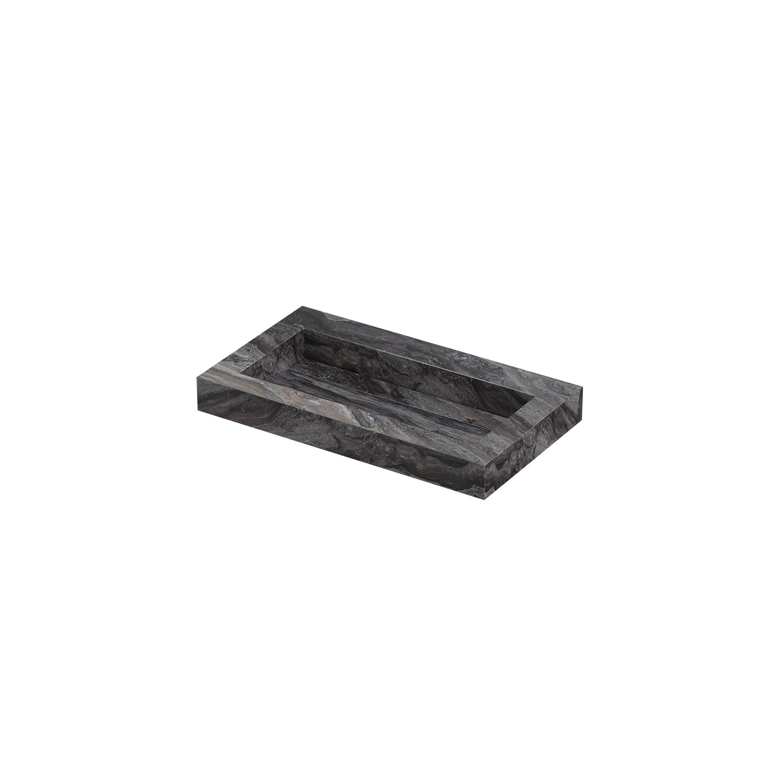 Ink Pitch meubelwastafel 80x45cm keramische slab - zonder kraangat - Venice Brown Glossy