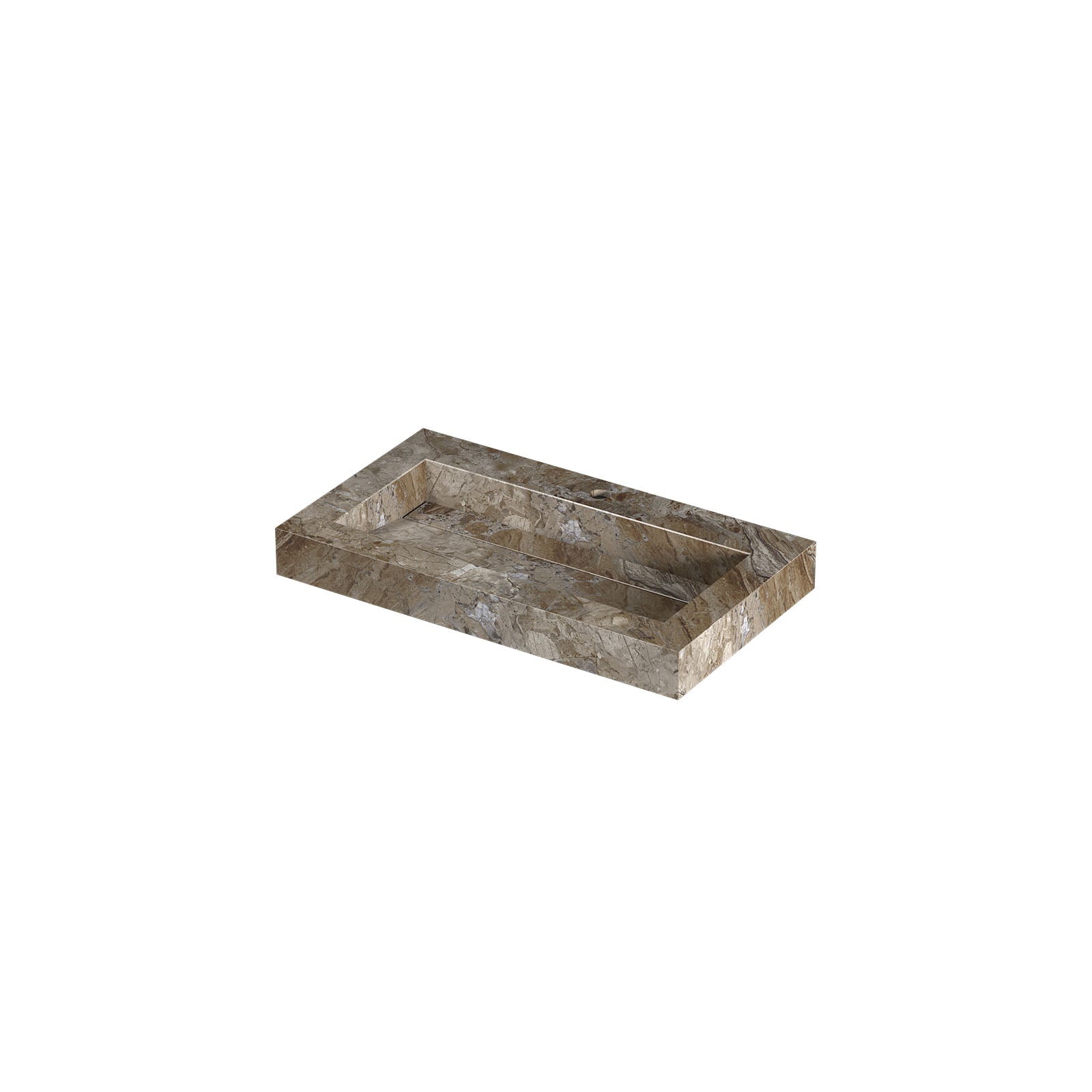 Ink Pitch meubelwastafel 80x45cm keramische slab - 1 kraangat - Earth Glossy
