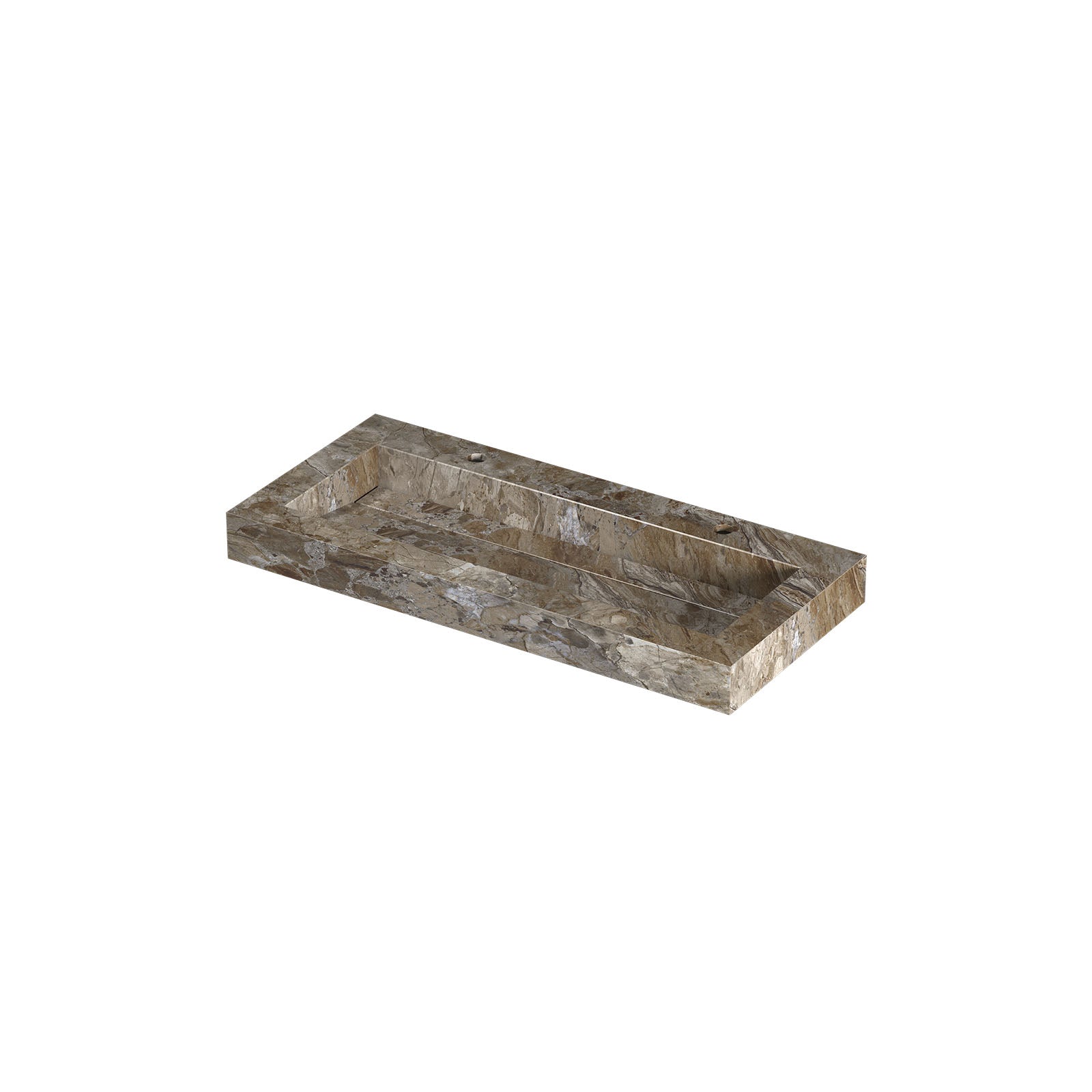 Ink Pitch meubelwastafel 100x45cm keramische slab - centraal - 2 kraangaten - Earth Glossy