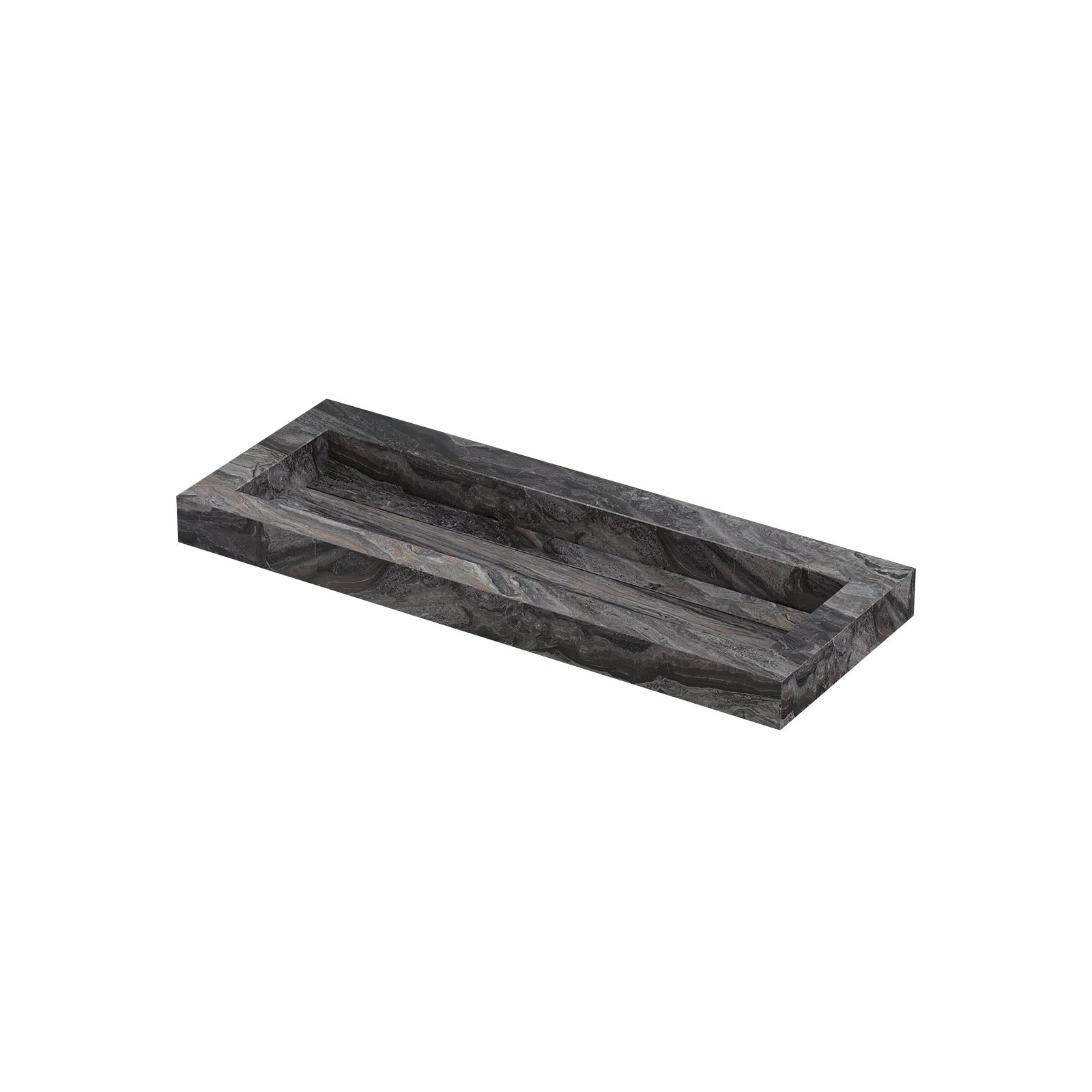 Ink Pitch meubelwastafel 120x45cm keramische slab - centraal - zonder kraangaten - Venice Brown Glossy