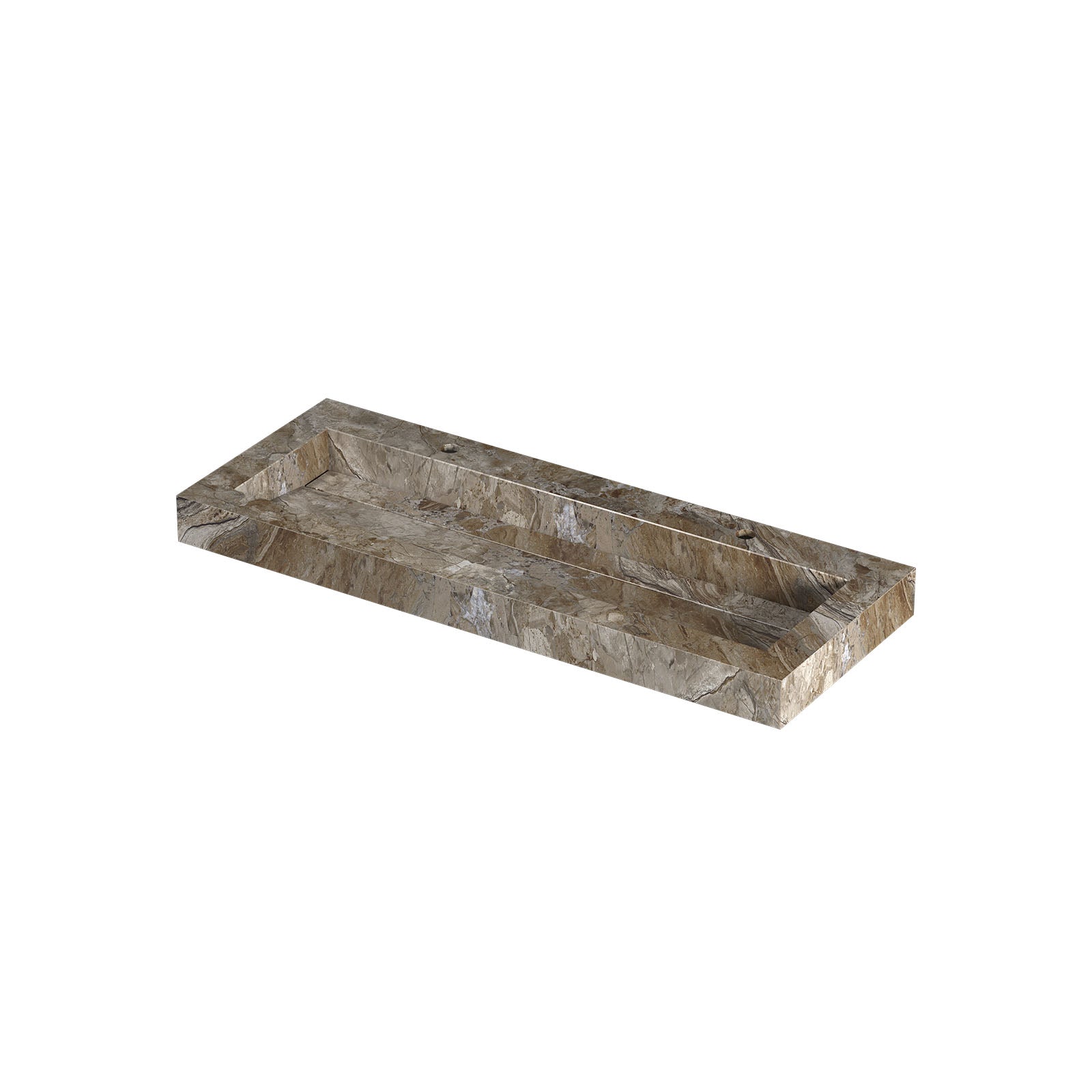 Ink Pitch meubelwastafel 120x45cm keramische slab - centraal - 2 kraangaten - Earth Glossy