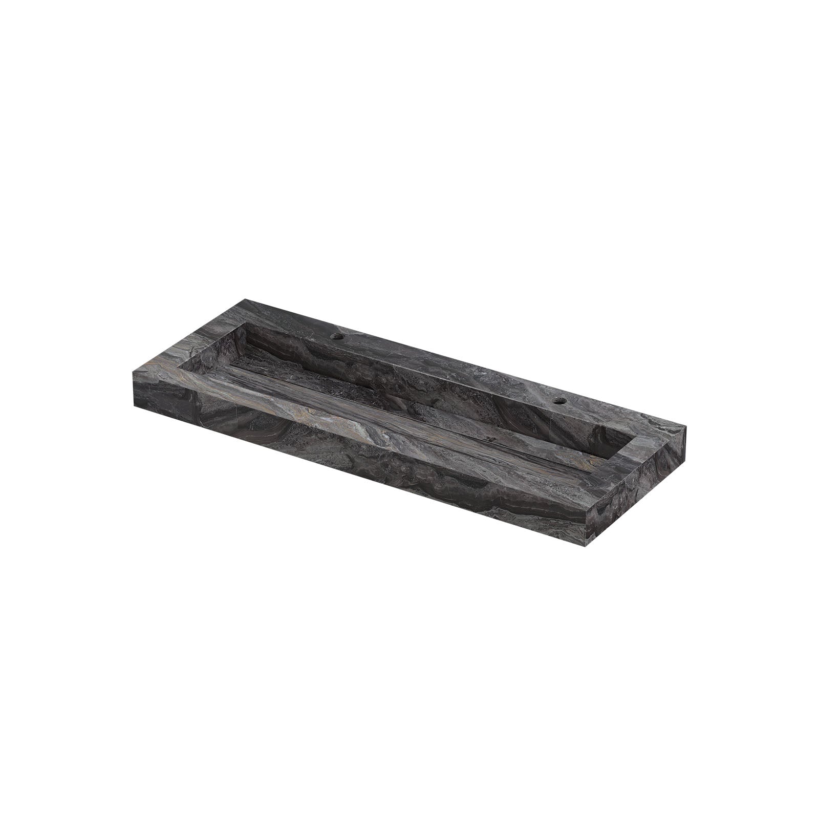 Ink Pitch meubelwastafel 120x45cm keramische slab - centraal - 2 kraangaten - Venice Brown Glossy